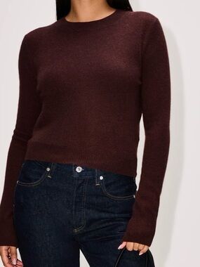 Eterne Francis Chocolate Brown Cashmere Crewneck Sweater XS/S